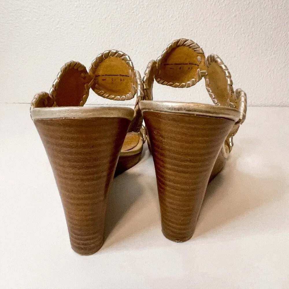 Jack Rogers‎ Luccia Cork Metallic Wedge Sandal Size 9